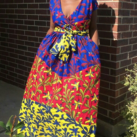 Women African print full length maxi dress - Picture 4 of 6